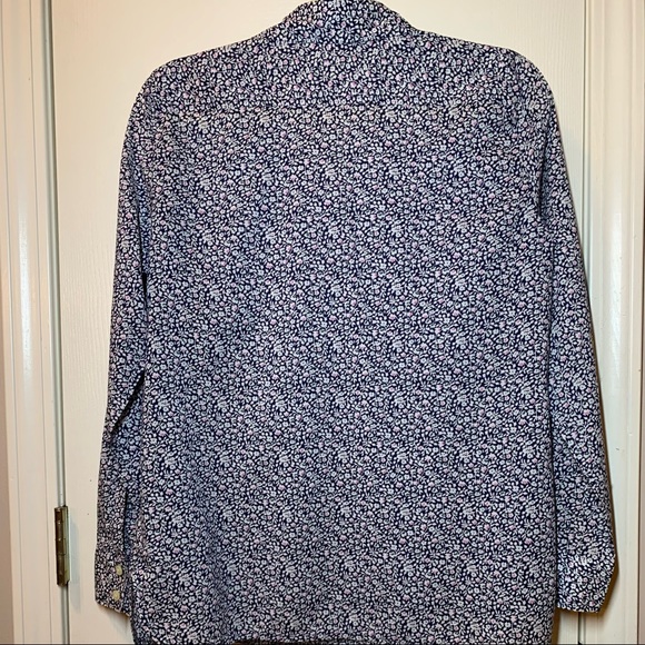 Banana Republic Navy Floral Cotton Blouse, Medium, EUC - Picture 3 of 6